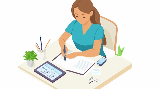 A person reviewing tax documents at a desk with a calculator and pen, representing meticulous tax planning.