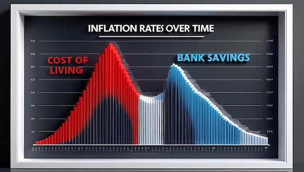 A graph showing the erosion of purchasing power over time due to inflation. The graph line slopes downwards, visually demonstrating the declining value of money.