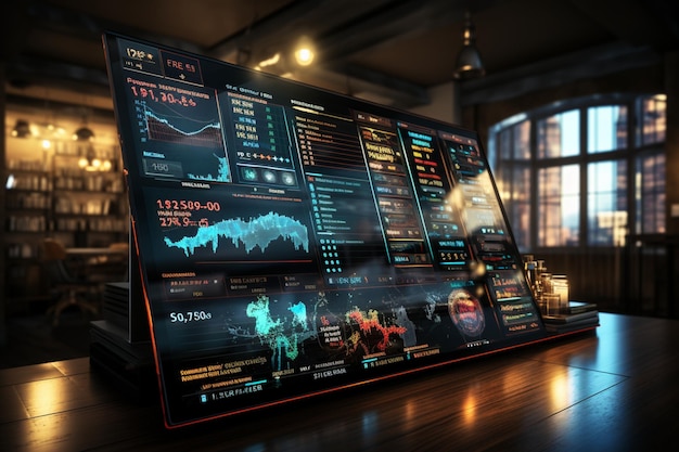 A screen displaying complex trading algorithms and real-time stock market data, indicating the sophisticated use of AI in automated trading systems.
