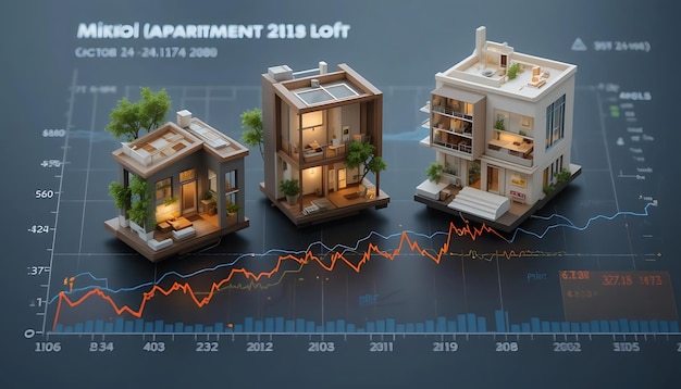 A chart showing performance metrics such as dividend yield, occupancy rate, and net asset value (NAV) of different types of Real Estate Investment Trusts (REITs) against a cityscape backdrop.
