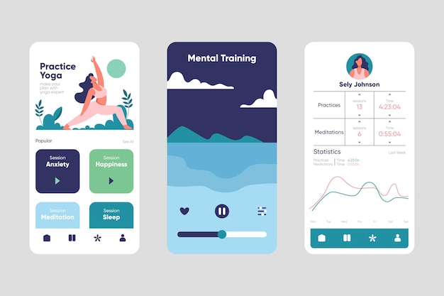 A screenshot of the Serene app interface, showing its features for setting daily goals, blocking distracting websites and apps, and playing focus music. The interface is clean, minimalist, and designed to promote a sense of calm and concentration.