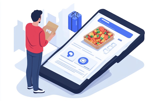 A visual representation of a person efficiently managing their delivery app orders, strategically applying coupons, and tracking their savings in a user-friendly interface.