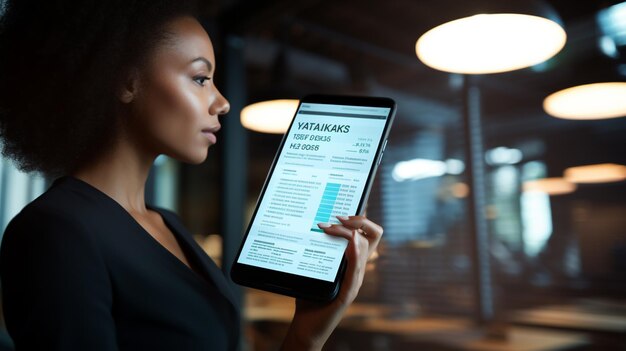 A person reviewing a resume on a tablet, with AI-powered recommendations highlighted on the screen.