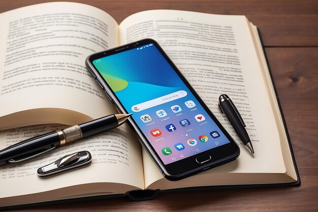A close-up shot of a smartphone displaying an open ebook with adjustable font size and page brightness, highlighting the user-friendly interface of reading apps.