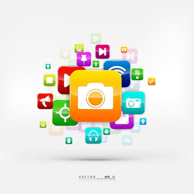 A collage of icons representing the top video editing apps for mobile devices, including logos for CapCut, InShot, FilmoraGo, and others, arranged creatively on a blurred background featuring social media icons