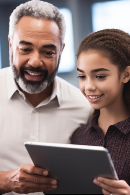 A Brazilian family smiles as they use a tablet to update their Cadastro Unico information, emphasizing the importance of keeping their data current to ensure eligibility for Auxilio Brasil in 2025.