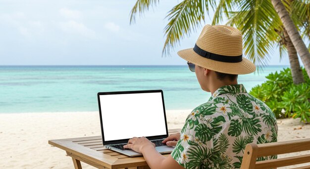A person sitting at a desk, looking at a laptop screen displaying travel deals and destination research. They are surrounded by travel guides and maps, with a calendar marked with vacation dates in the background.