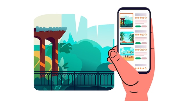 The image displays a smartphone screen showing the GetYourGuide app interface. Multiple tour options in Rio de Janeiro are visible, including Christ the Redeemer tours, Sugarloaf Mountain hikes, and favela visits. Each option has a star rating and price listed.
