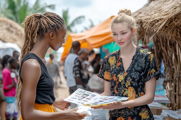 Students exploring a bustling marketplace in Salvador, Bahia, surrounded by colorful stalls selling local crafts and street food, highlighting the cultural richness and potential for budget-friendly experiences.