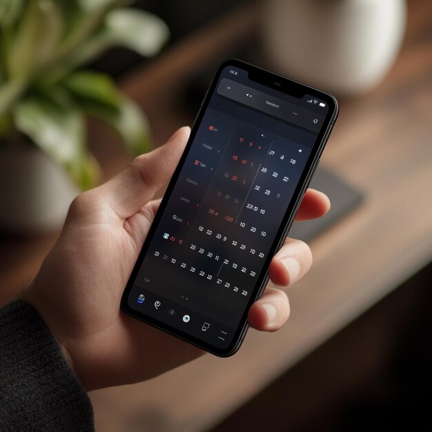 A person using a smartphone with a screen overlay that displays a timer and the words 